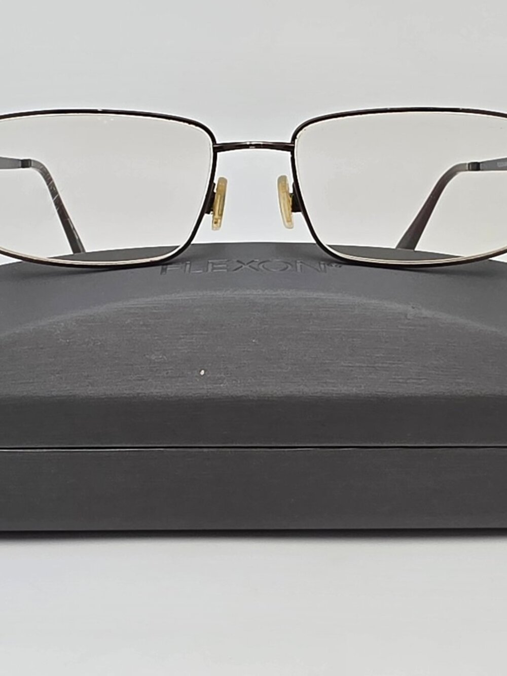 Flexon Marshall 600 210 Brown Rectangular Eyeglasses Frame w/ Case 56-17-145